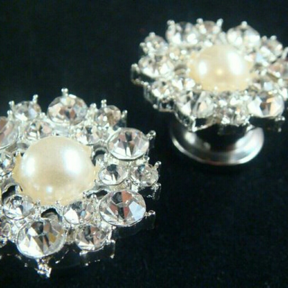 ***SOLD*** Pearl and rhinestone ear plugs